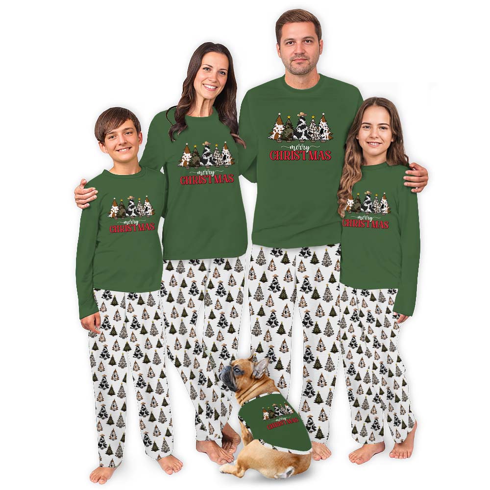 Cowhide Christmas Trees Western Style Family Pajamas Cowhide Christmas Trees Western Style Family Pajamas