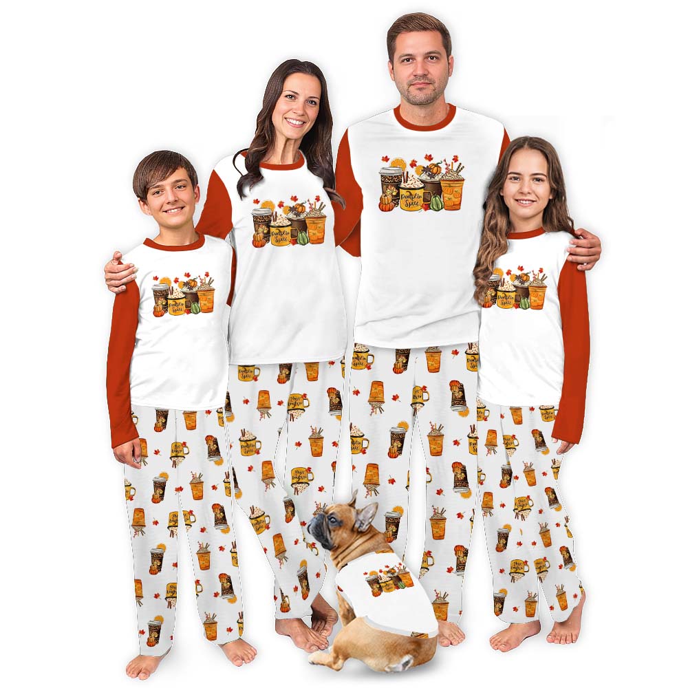 Festive Pumpkin Spice Latte Fall Pajamas For Family Festive Pumpkin Spice Latte Fall Pajamas For Family