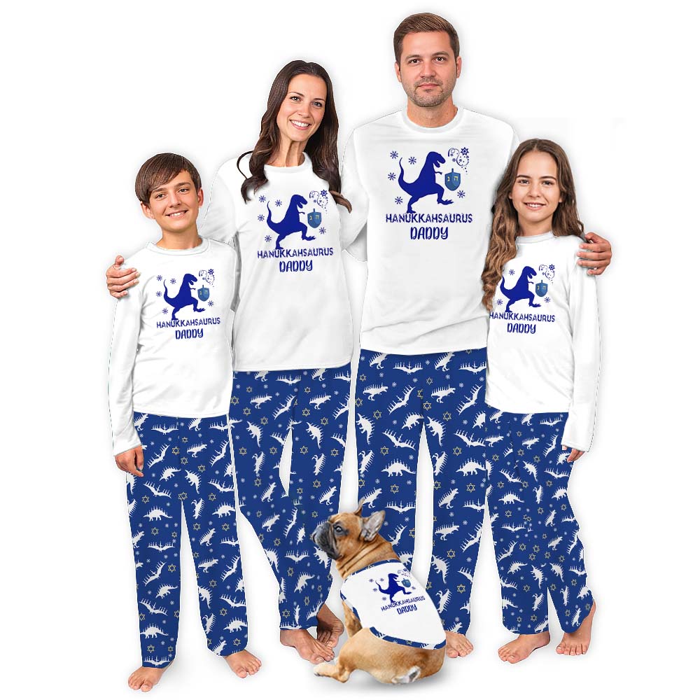 Fun Personalized Dinosaur Hanukkah Pajama Sets For Family