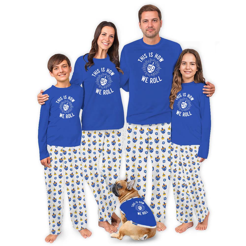 Unique This Is How We Roll Hanukkah Pajamas Blue White