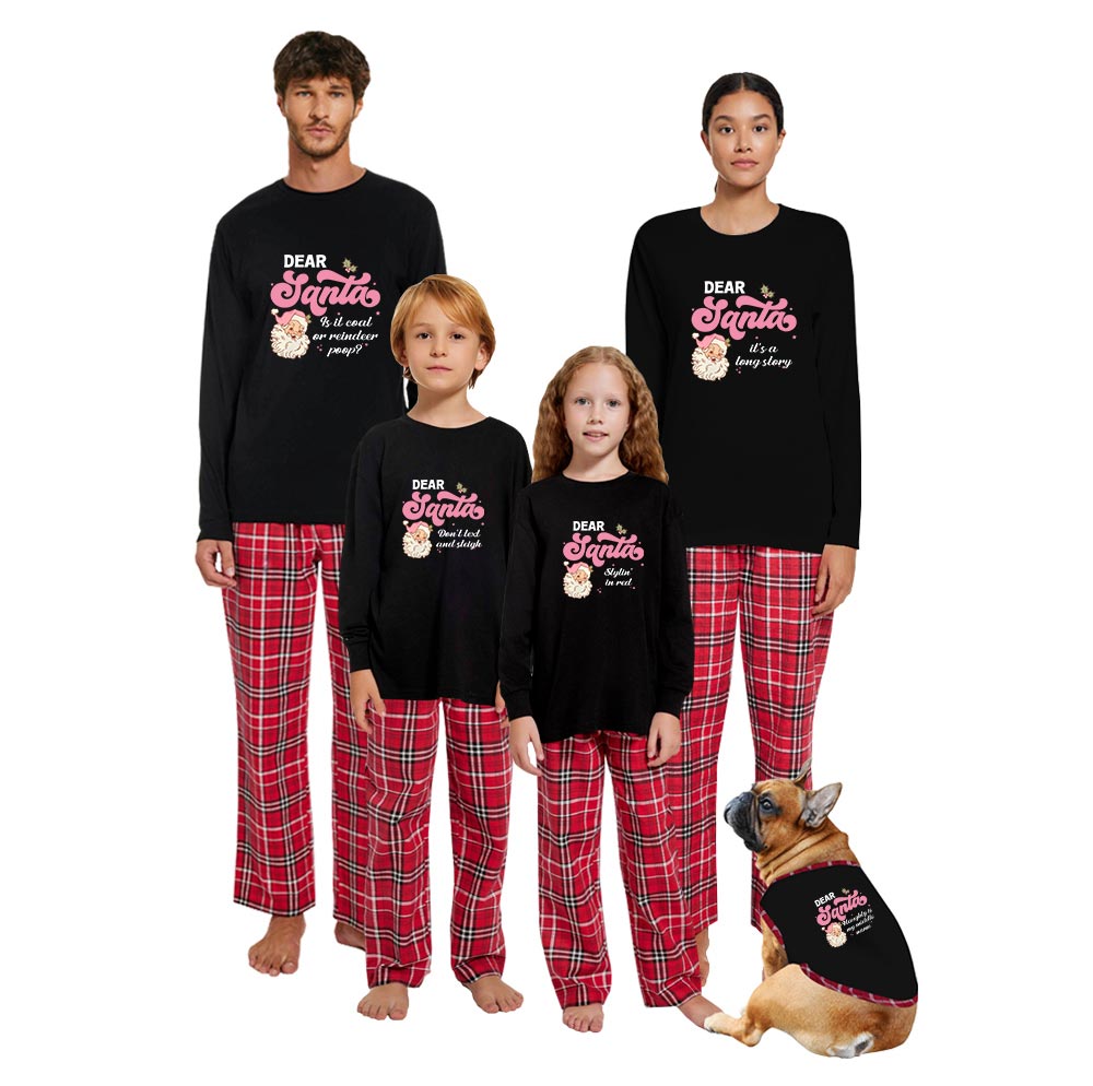 Personalized Pink Dear Santa Family Holiday Pajamas Personalized Pink Dear Santa Family Holiday Pajamas