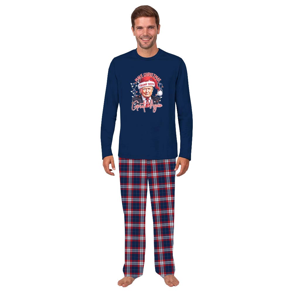 Festive President Donald Trump Family Christmas Pajamas Festive President Donald Trump Family Christmas Pajamas