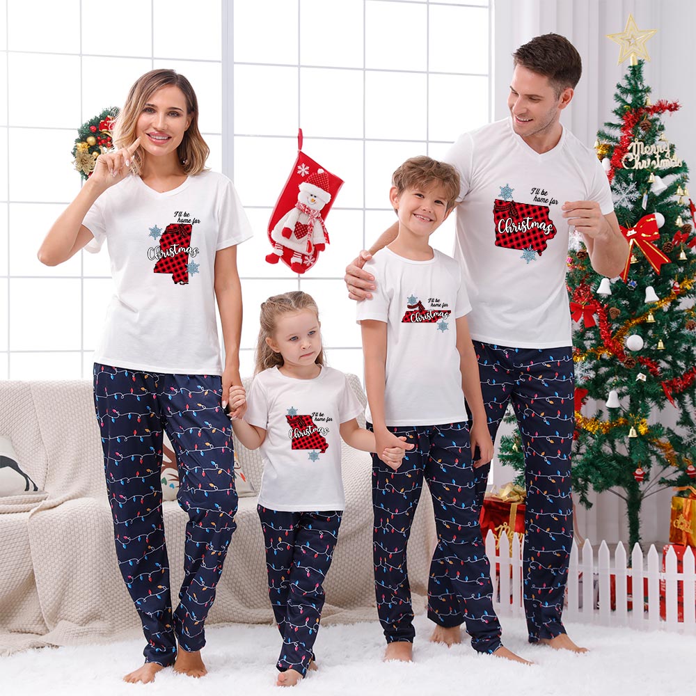 Personalized US State Jammies Matching Short Sleeves Personalized US State Jammies Matching Short Sleeves