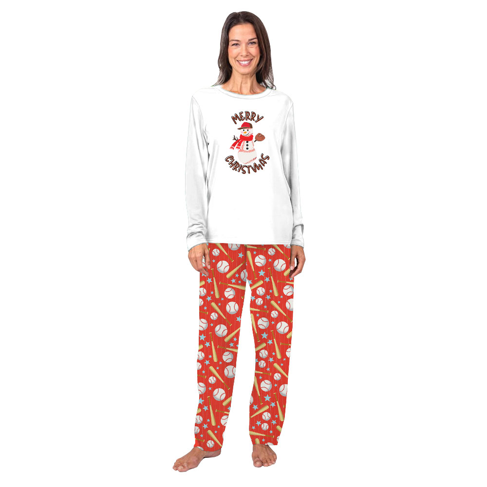 Festive Baseball Christmas PJs Tops And Pants Matching Family Festive Baseball Christmas PJs Tops And Pants Matching Family