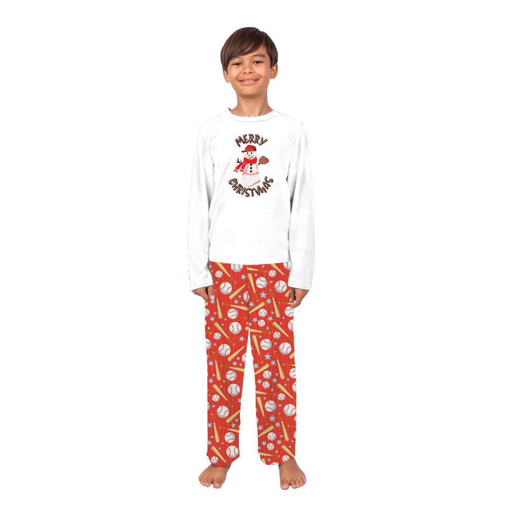 Festive Baseball Christmas PJs Tops And Pants Matching Family Festive Baseball Christmas PJs Tops And Pants Matching Family