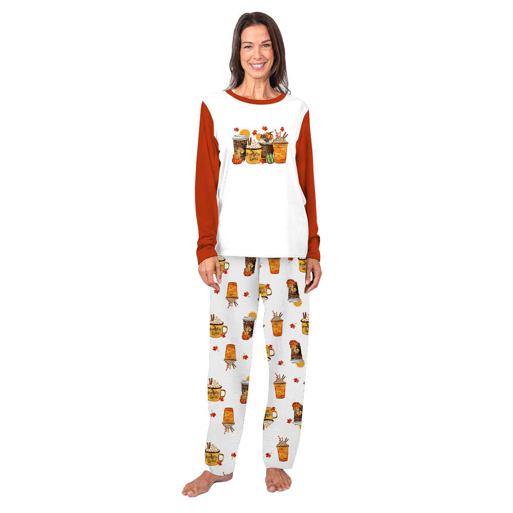 Festive Pumpkin Spice Latte Fall Pajamas For Family Festive Pumpkin Spice Latte Fall Pajamas For Family