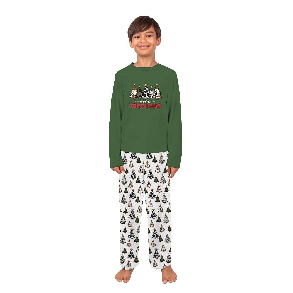 Cowhide Christmas Trees Western Style Family Pajamas Cowhide Christmas Trees Western Style Family Pajamas