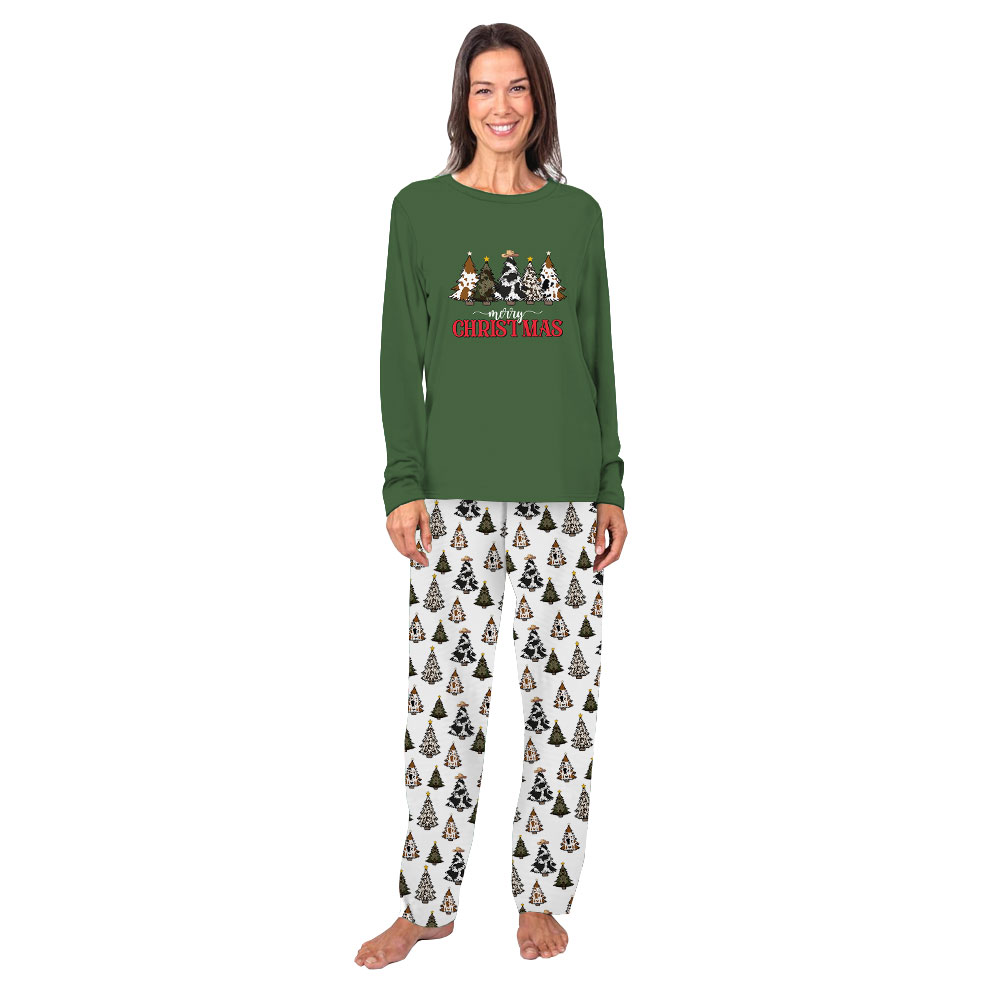 Cowhide Christmas Trees Western Style Family Pajamas Cowhide Christmas Trees Western Style Family Pajamas