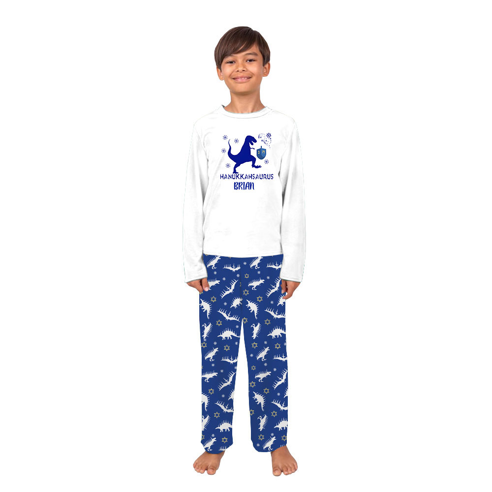 Fun Personalized Dinosaur Hanukkah Pajama Sets For Family