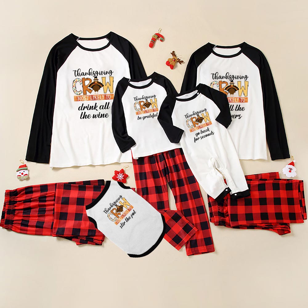 Thanksgiving Most Likely To Custom Text Family Matching Pajamas