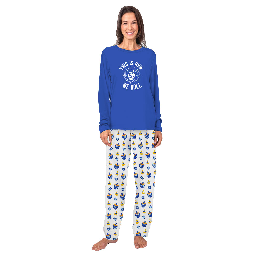 Unique This Is How We Roll Hanukkah Pajamas Blue White