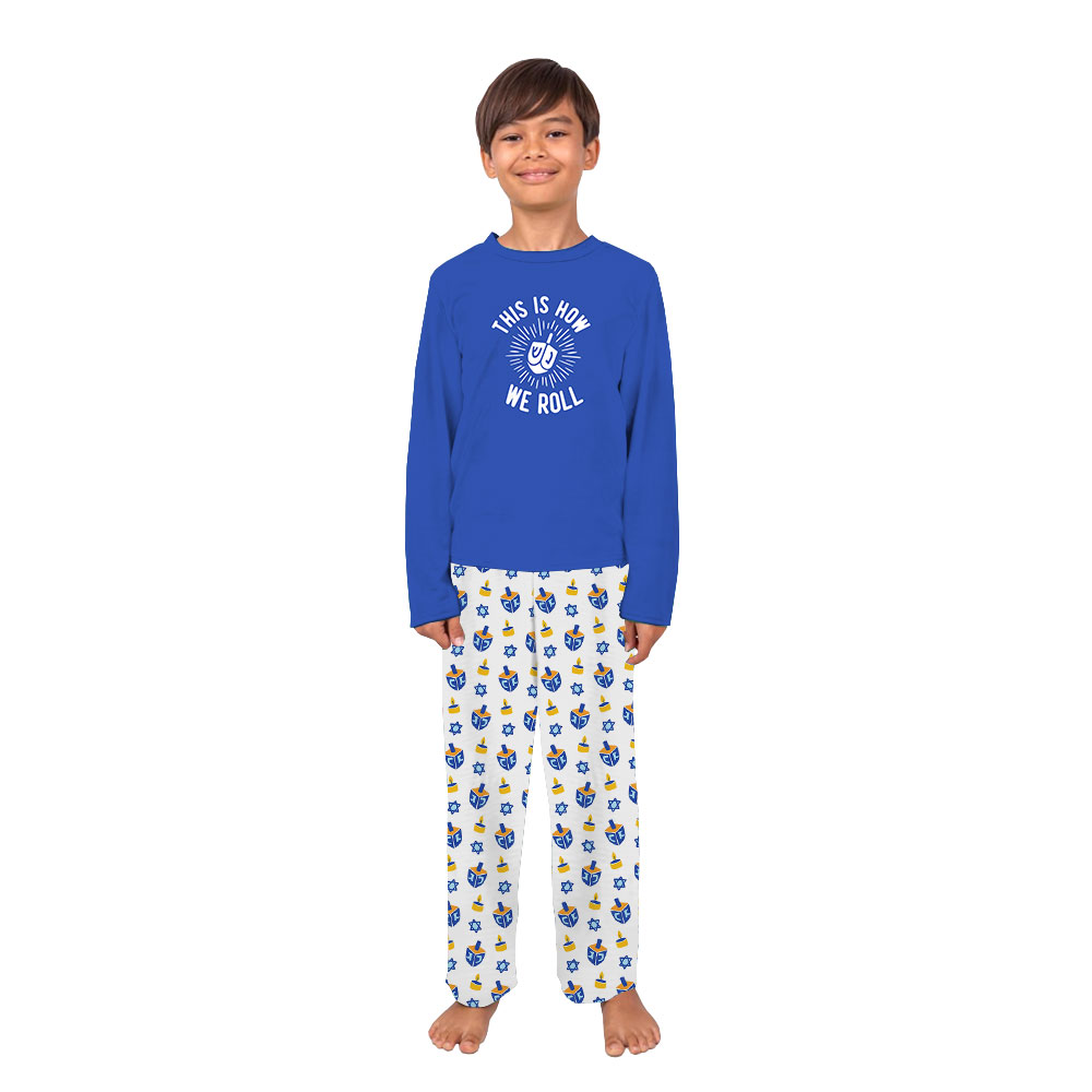 Unique This Is How We Roll Hanukkah Pajamas Blue White