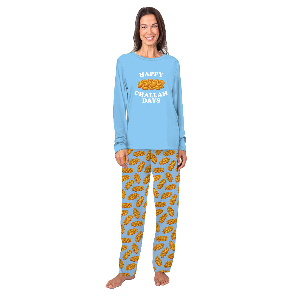 Festive Happy Challah Days Hanukkah Pajamas Sets