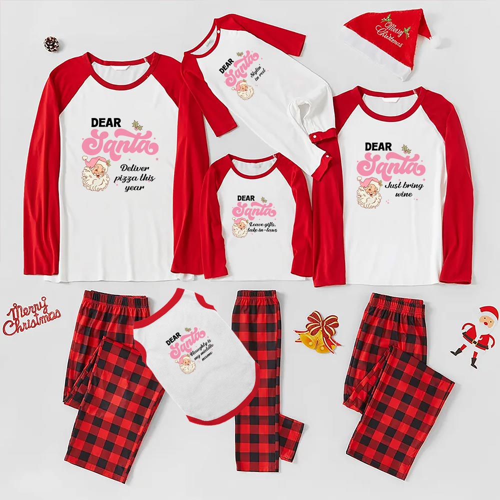 Personalized Pink Dear Santa Family Holiday Pajamas Personalized Pink Dear Santa Family Holiday Pajamas
