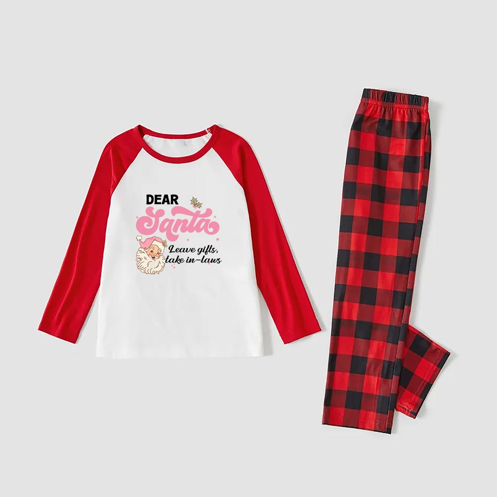 Personalized Pink Dear Santa Family Holiday Pajamas Personalized Pink Dear Santa Family Holiday Pajamas
