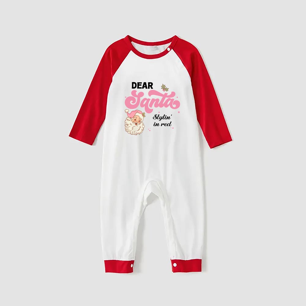 Personalized Pink Dear Santa Family Holiday Pajamas Personalized Pink Dear Santa Family Holiday Pajamas
