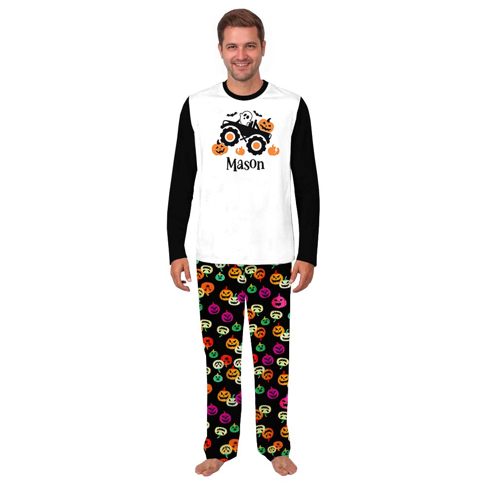 Funny Family Halloween Pajamas With Dog Customized Name Funny Family Halloween Pajamas With Dog Customized Name