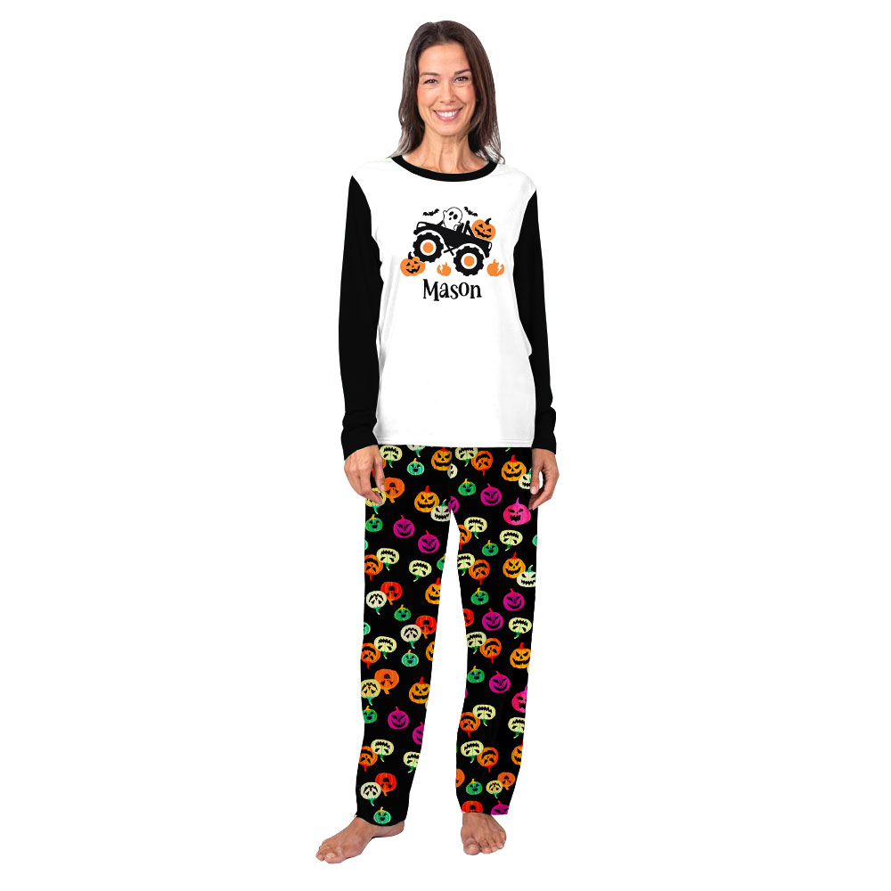 Funny Family Halloween Pajamas With Dog Customized Name Funny Family Halloween Pajamas With Dog Customized Name