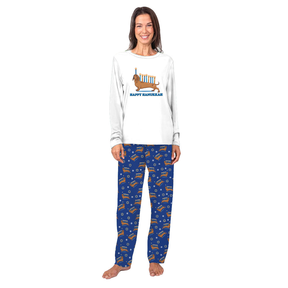 Matching Hanukkah Family Pajamas With Dog Blue White Matching Hanukkah Family Pajamas With Dog Blue White