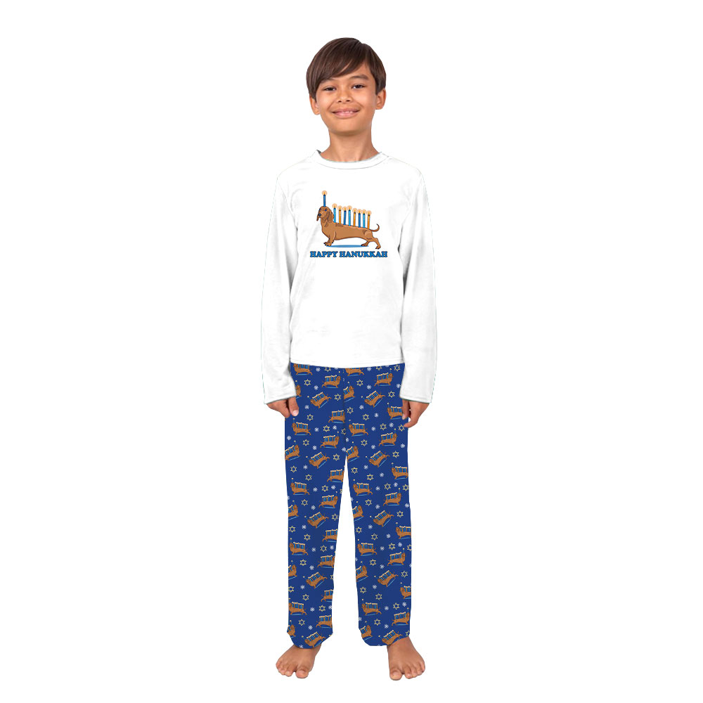 Matching Hanukkah Family Pajamas With Dog Blue White Matching Hanukkah Family Pajamas With Dog Blue White