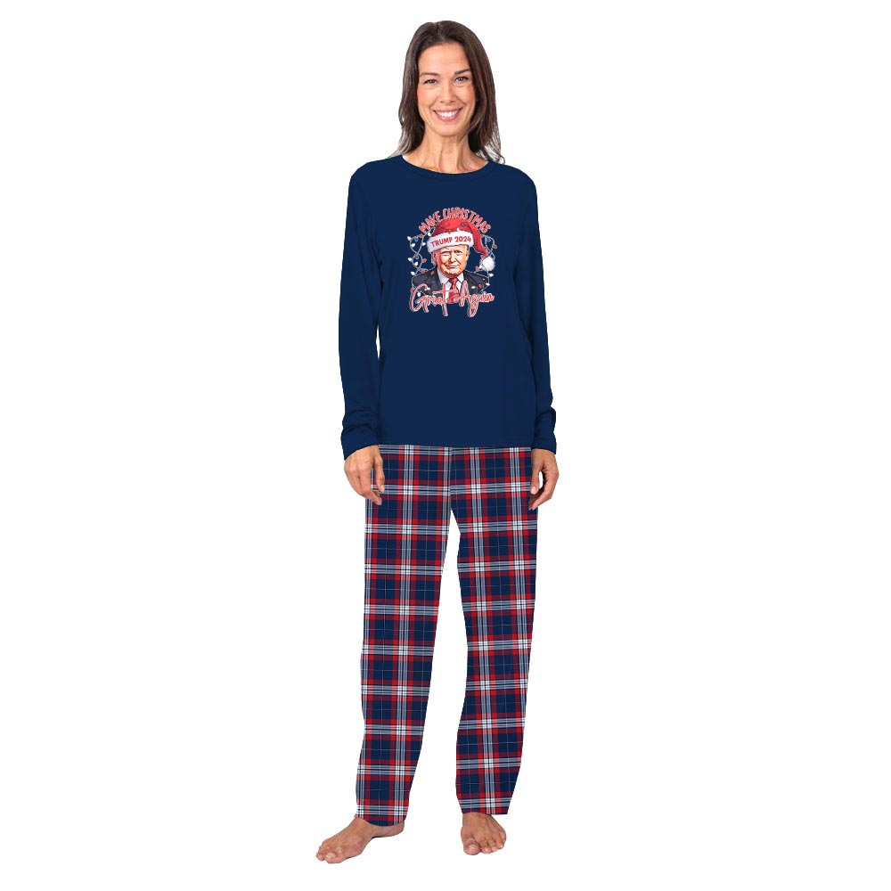 Festive President Donald Trump Family Christmas Pajamas Festive President Donald Trump Family Christmas Pajamas