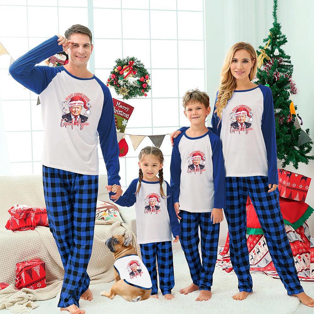 Donald Trump President Plaid Family Christmas Pajamas Donald Trump President Plaid Family Christmas Pajamas