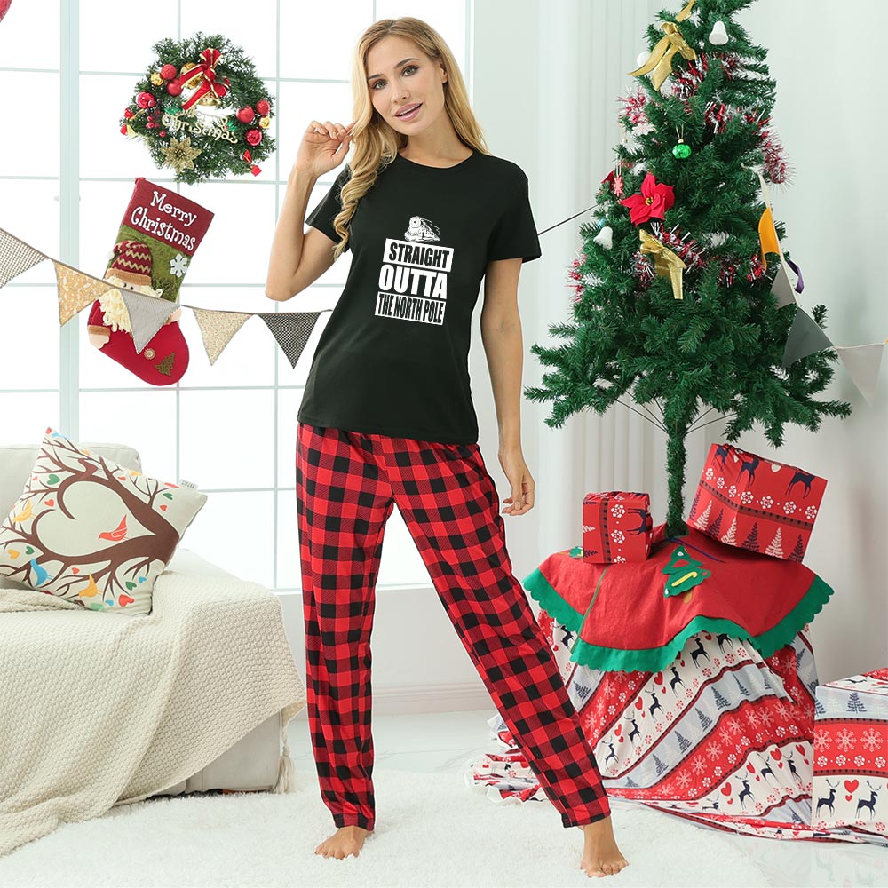 The North Pole Matching Christmas Jammies Short Sleeves The North Pole Matching Christmas Jammies Short Sleeves