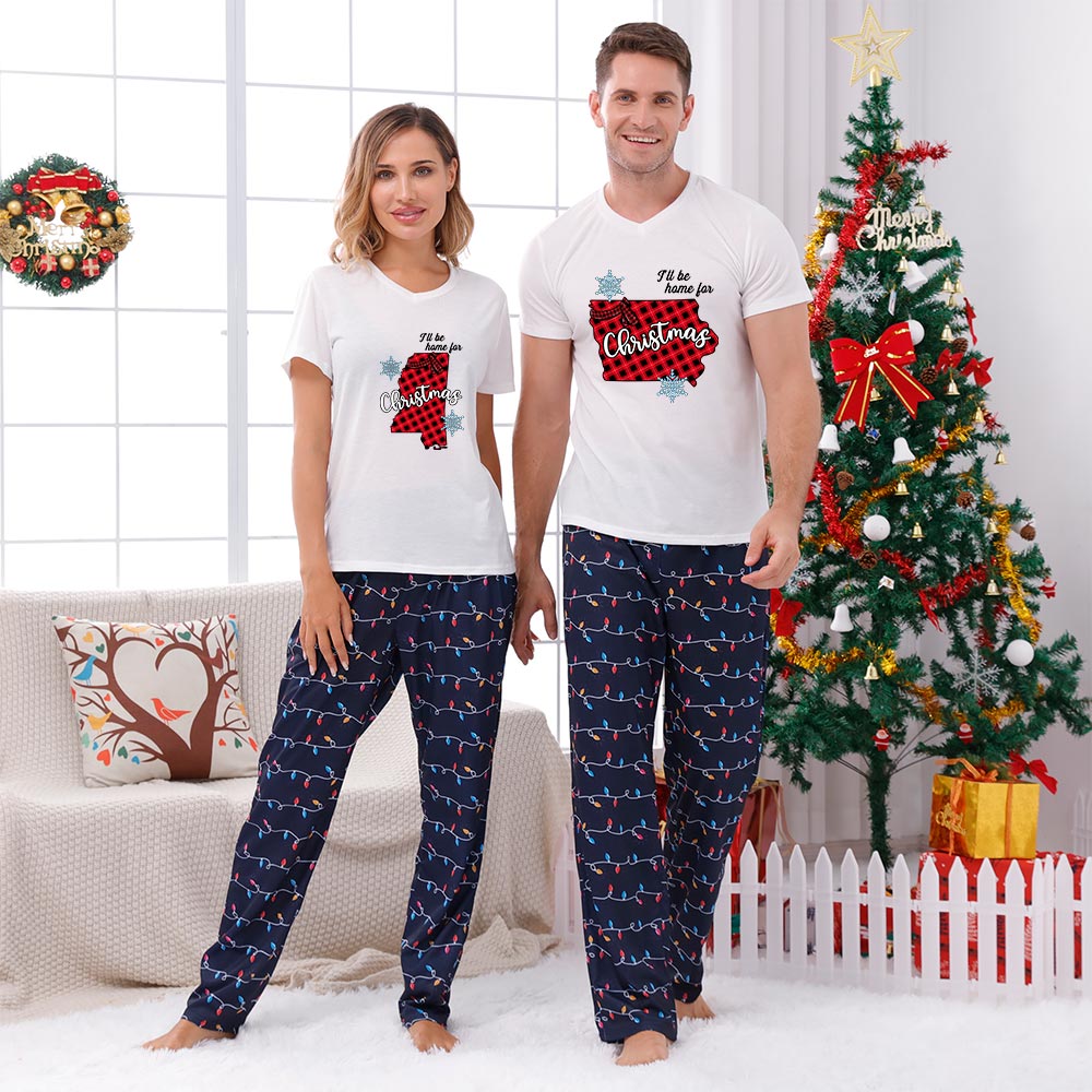 Personalized US State Jammies Matching Short Sleeves Personalized US State Jammies Matching Short Sleeves