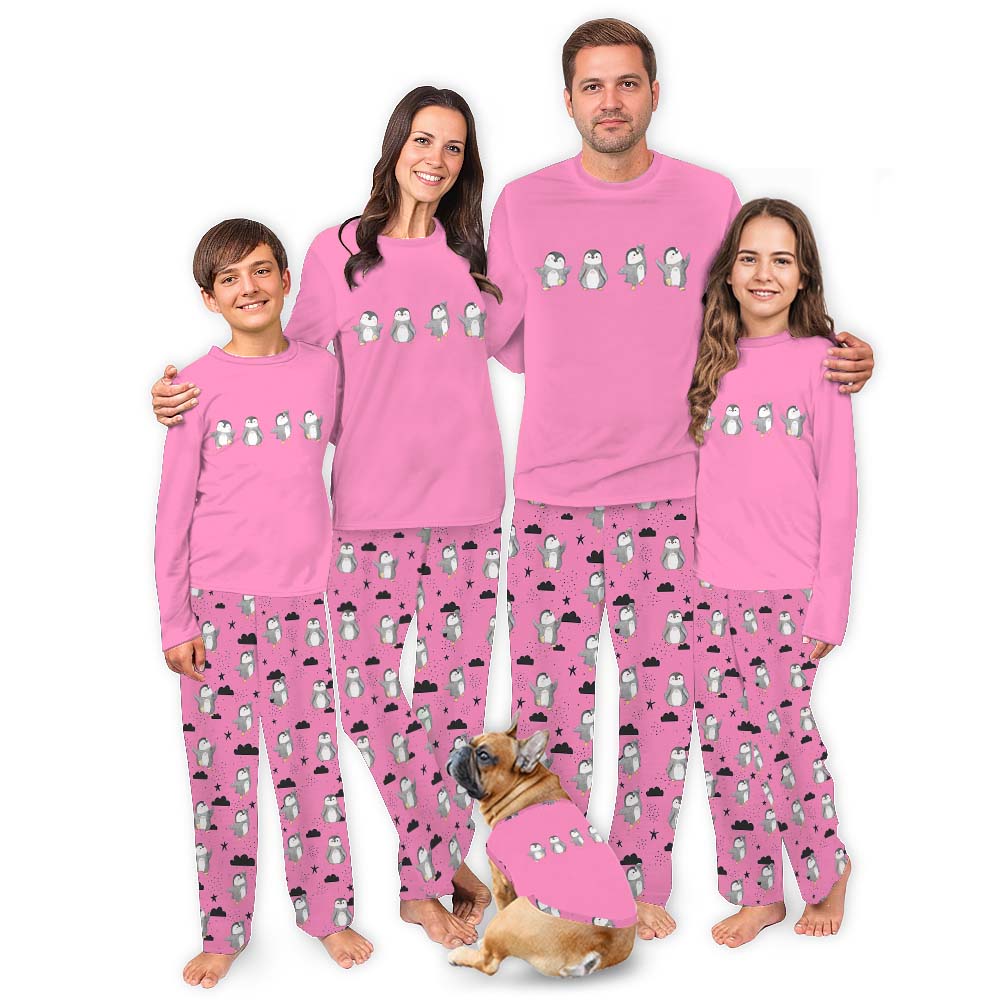 Matching Family Pink Penguin Pajamas Top And Bottoms Matching Family Pink Penguin Pajamas Top And Bottoms