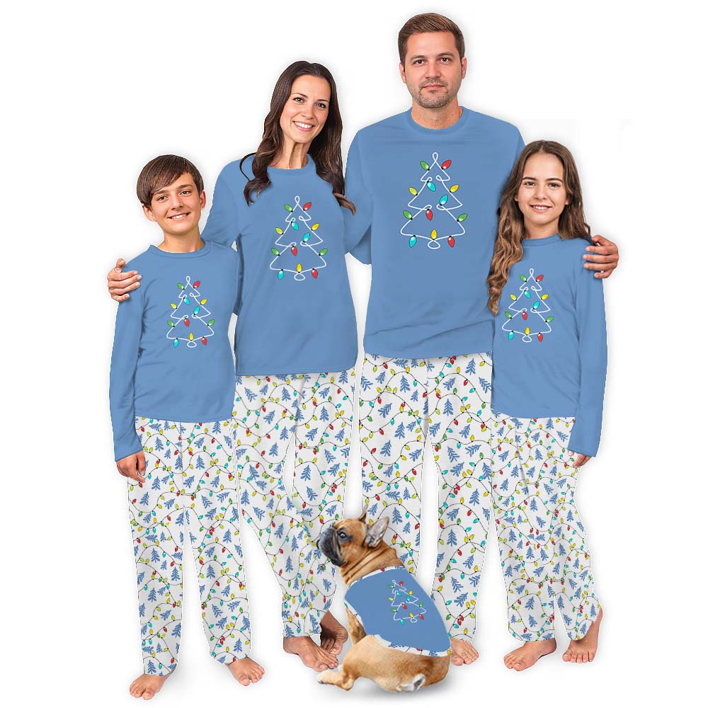Xmas Light Blue And White Matching Christmas Pajamas Xmas Light Blue And White Matching Christmas Pajamas