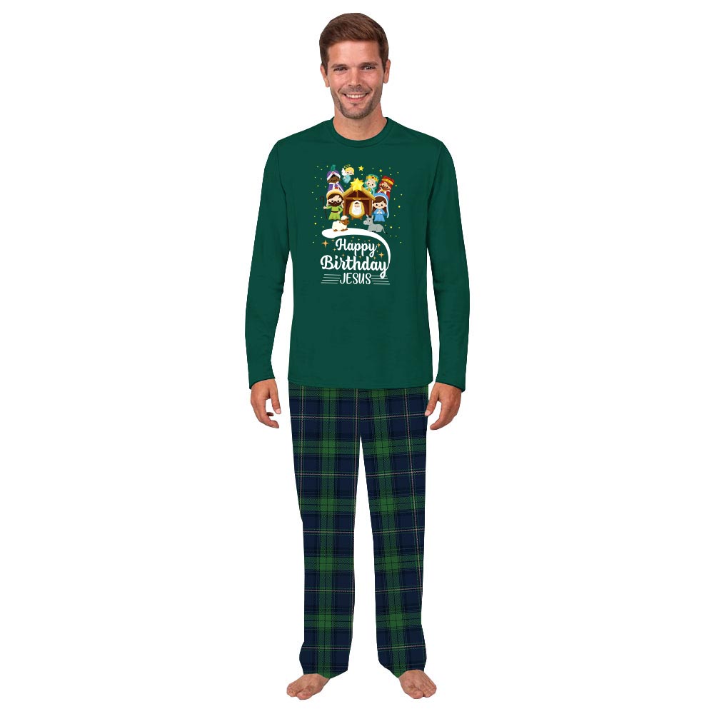 Happy Birthday Jesus Print Christmas Pajamas