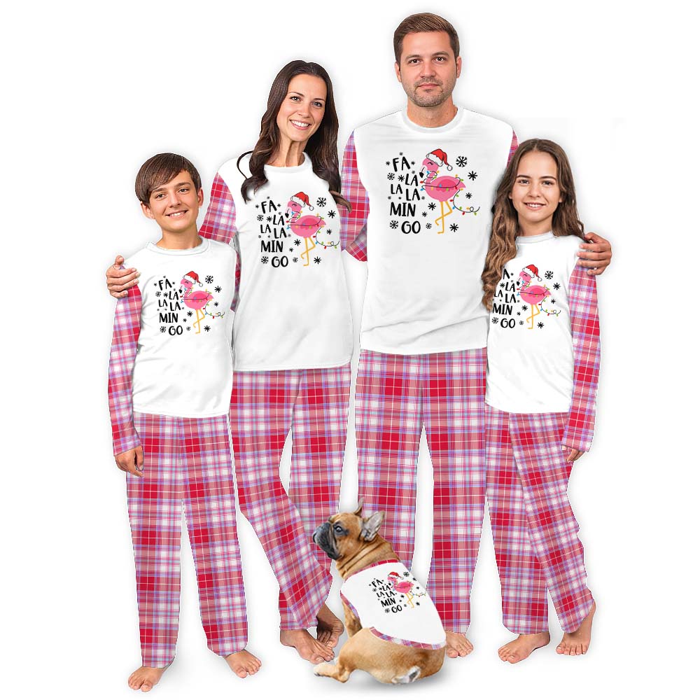 FalalalaMingo Pink And White Christmas Pajamas With Plus Size