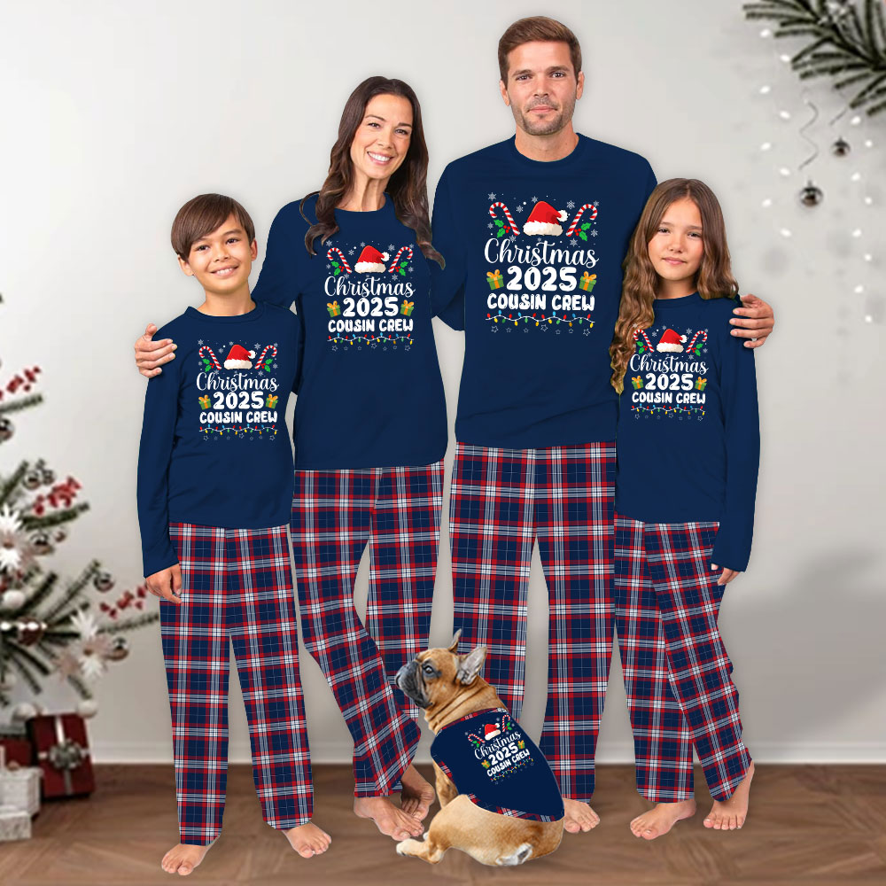 Festive Cousin Crew Christmas Pajamas Family 2025 Navy Plaid Festive Cousin Crew Christmas Pajamas Family 2025 Navy Plaid