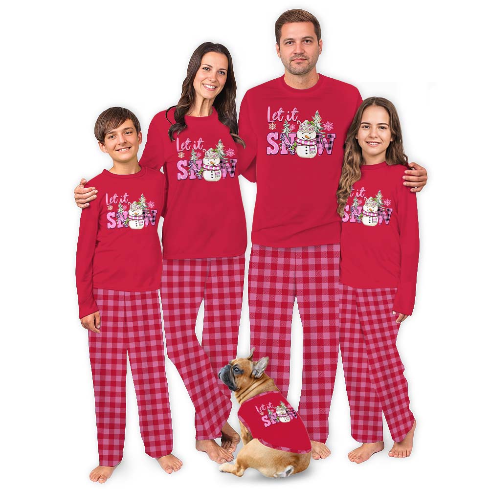 Snowman Pink And Red Christmas Pajamas Buffalo Plaid Snowman Pink And Red Christmas Pajamas Buffalo Plaid