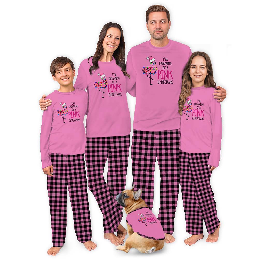 Unique Flamingo Pink And Black Christmas Pajamas Plaid