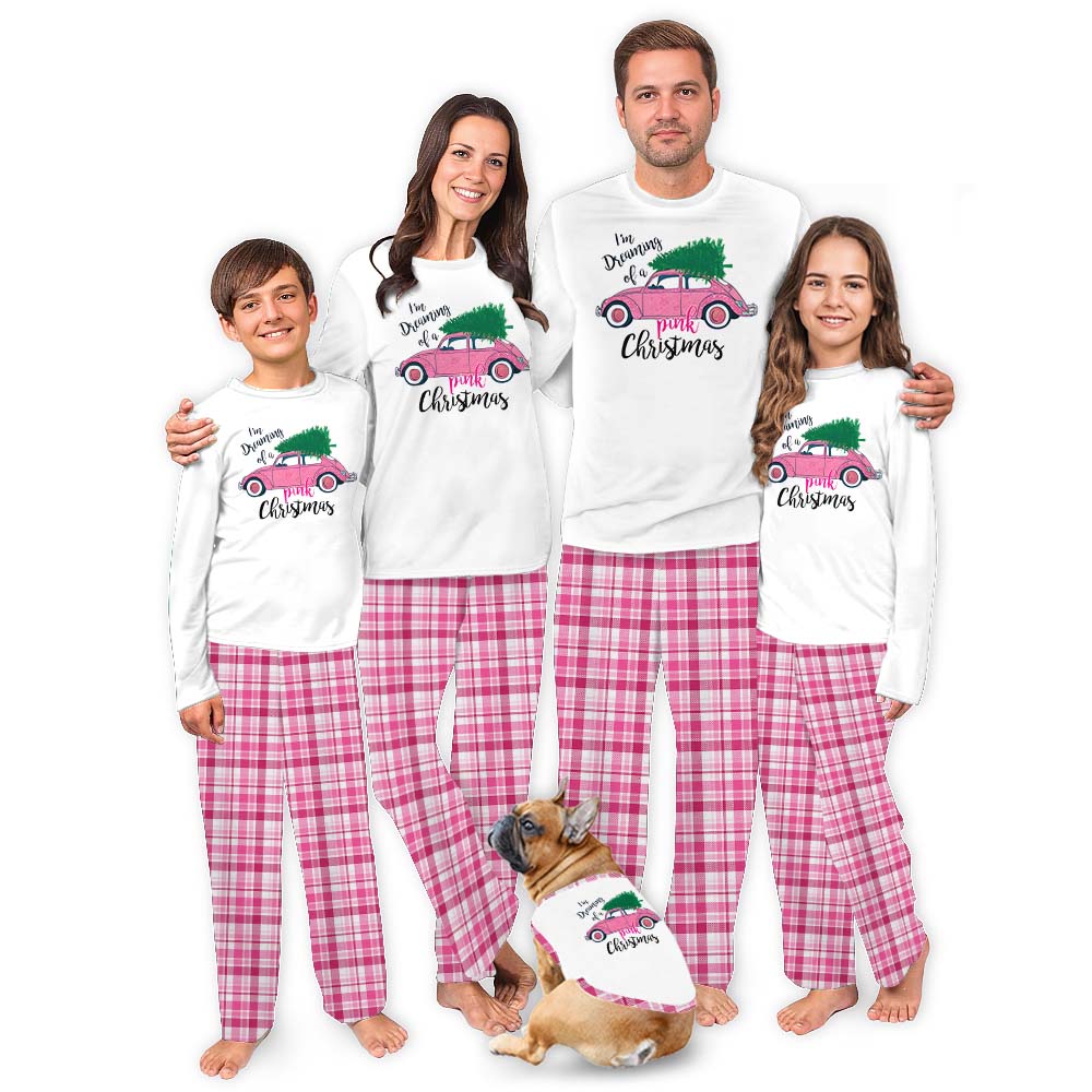 White And Pink Plaid Christmas Pajama Sets For Family White And Pink Plaid Christmas Pajama Sets For Family