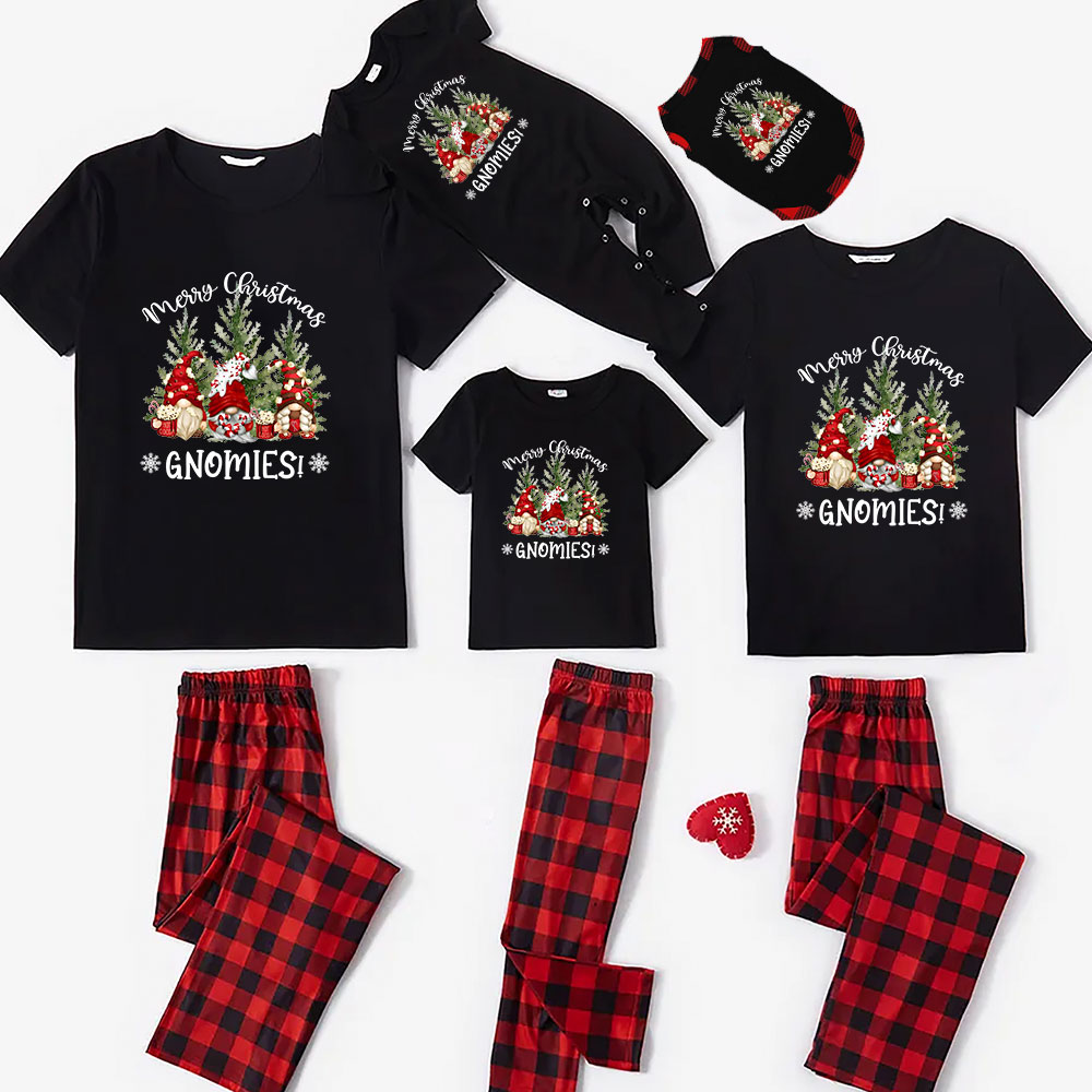 Gnome Merry Christmas Holiday Pjs For The Whole Family Short Sleeves