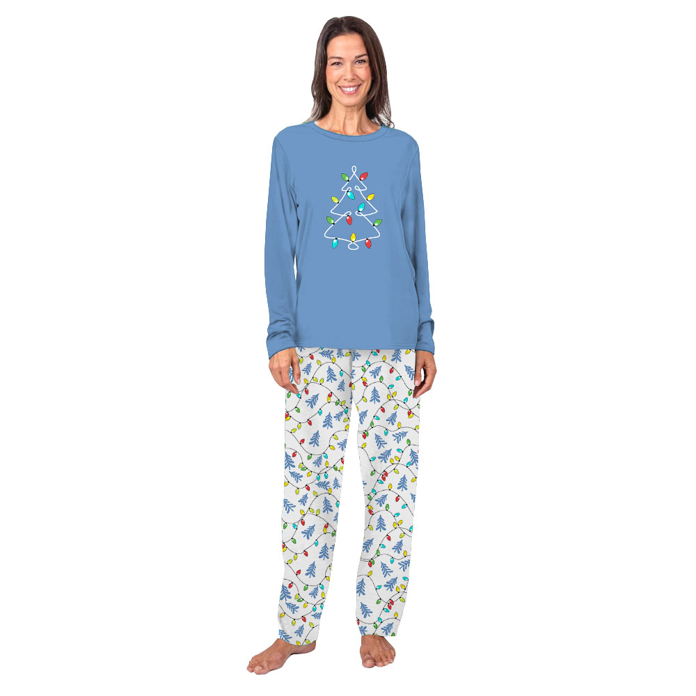 Xmas Light Blue And White Matching Christmas Pajamas Xmas Light Blue And White Matching Christmas Pajamas