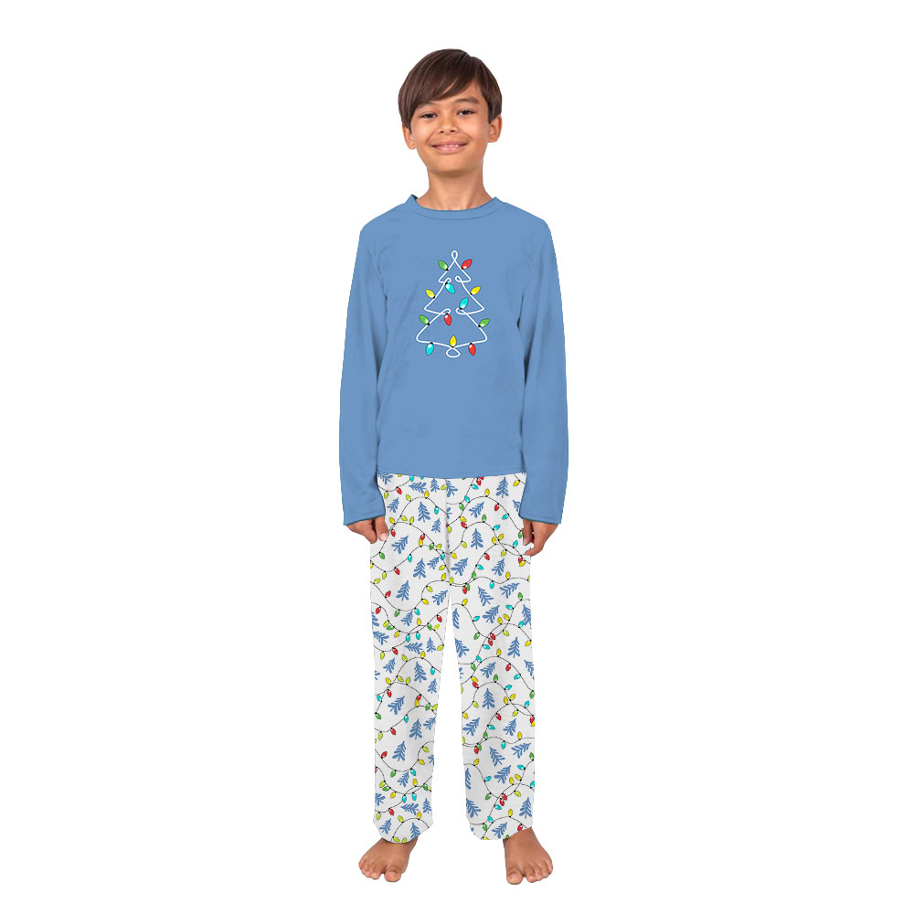 Xmas Light Blue And White Matching Christmas Pajamas Xmas Light Blue And White Matching Christmas Pajamas