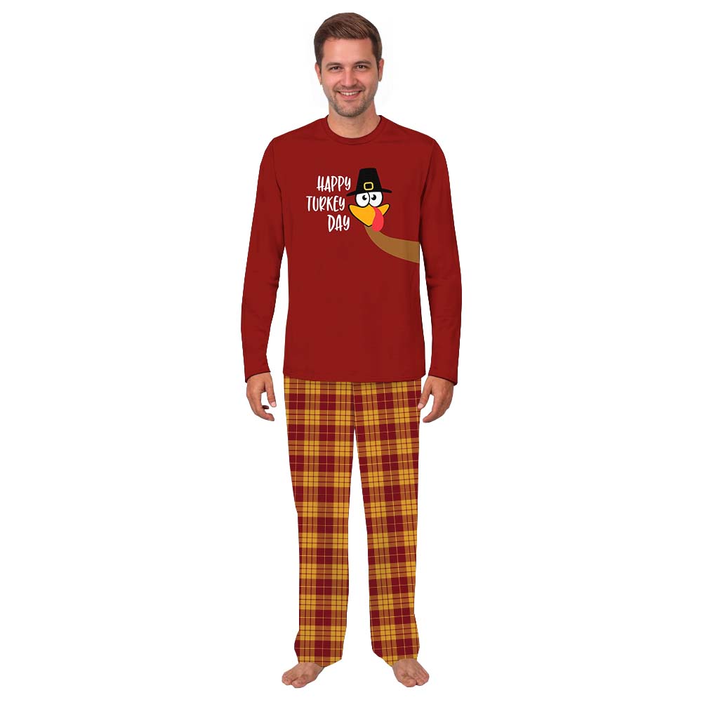 Happy Turkey Day Thanksgiving Pajamas Family Red Yellow Happy Turkey Day Thanksgiving Pajamas Family Red Yellow
