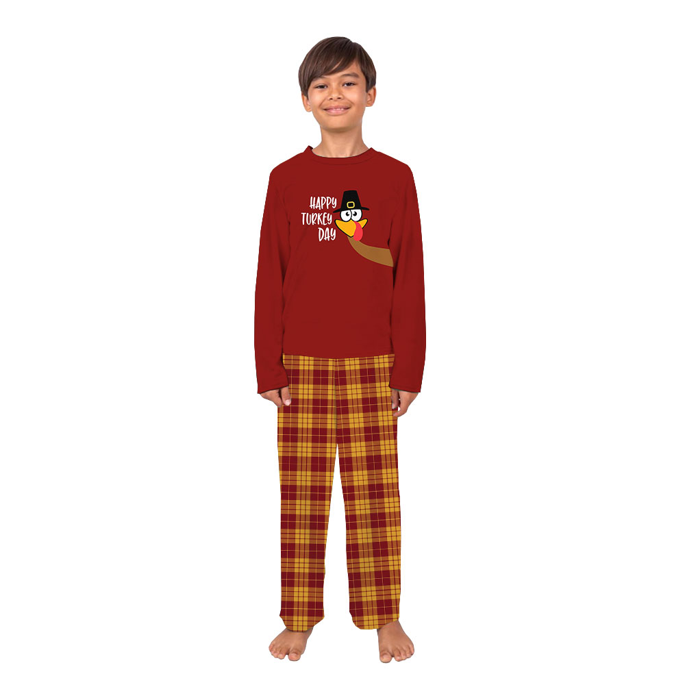Happy Turkey Day Thanksgiving Pajamas Family Red Yellow Happy Turkey Day Thanksgiving Pajamas Family Red Yellow
