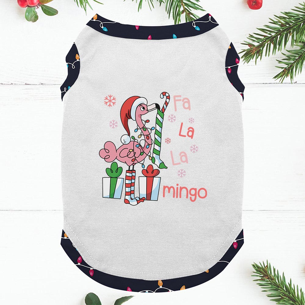 Personalized Flamingo Santa Hat Short Sleeves Matching Holiday Pajamas Personalized Flamingo Santa Hat Short Sleeves Matching Holiday Pajamas