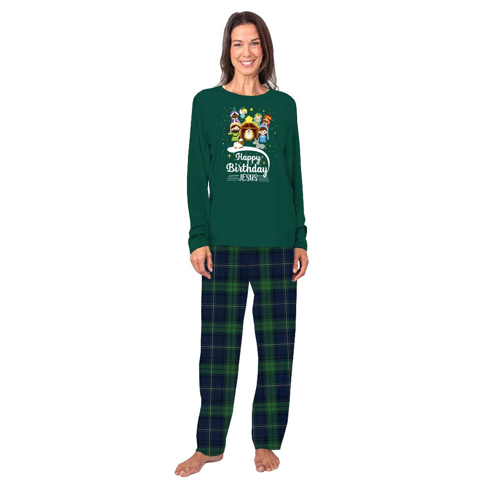 Happy Birthday Jesus Print Christmas Pajamas