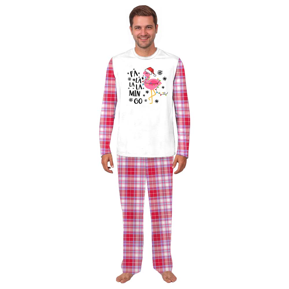 FalalalaMingo Pink And White Christmas Pajamas With Plus Size