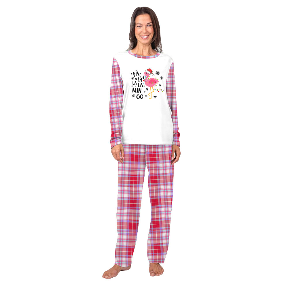 FalalalaMingo Pink And White Christmas Pajamas With Plus Size