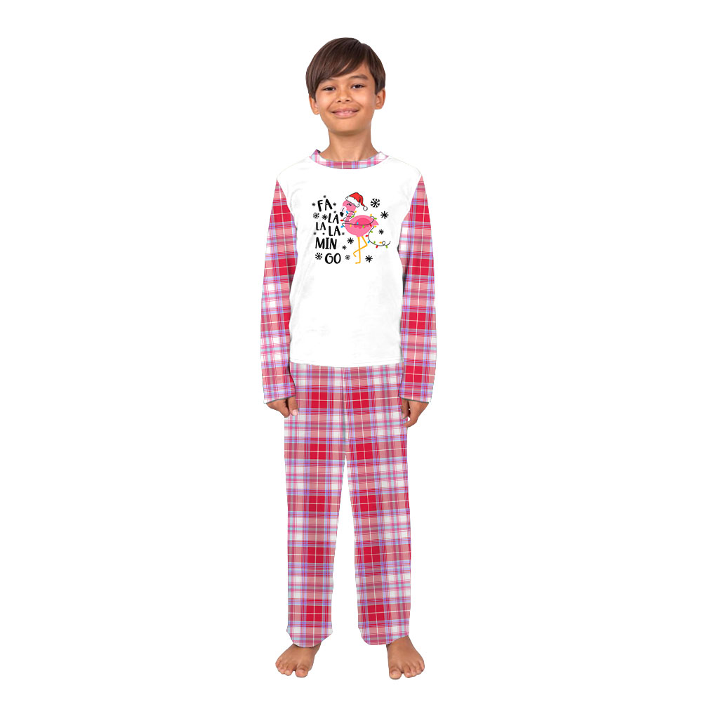 FalalalaMingo Pink And White Christmas Pajamas With Plus Size