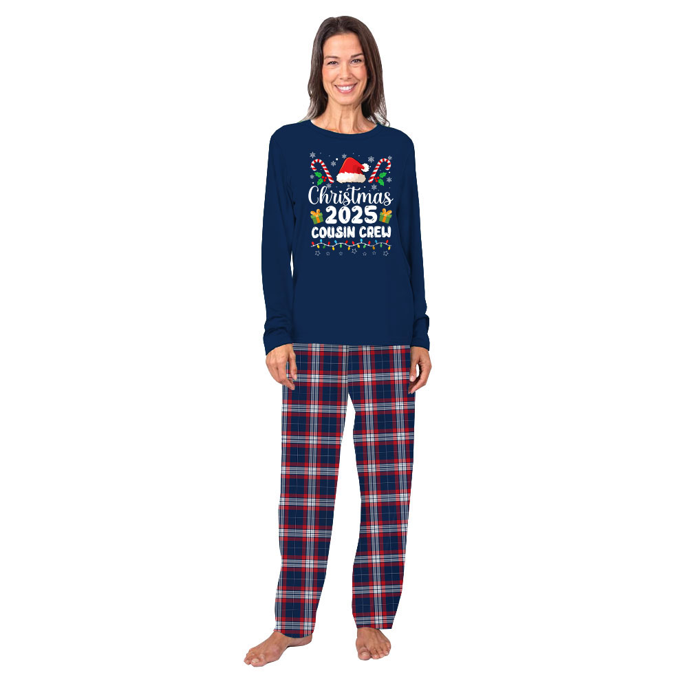 Festive Cousin Crew Christmas Pajamas Family 2025 Navy Plaid Festive Cousin Crew Christmas Pajamas Family 2025 Navy Plaid