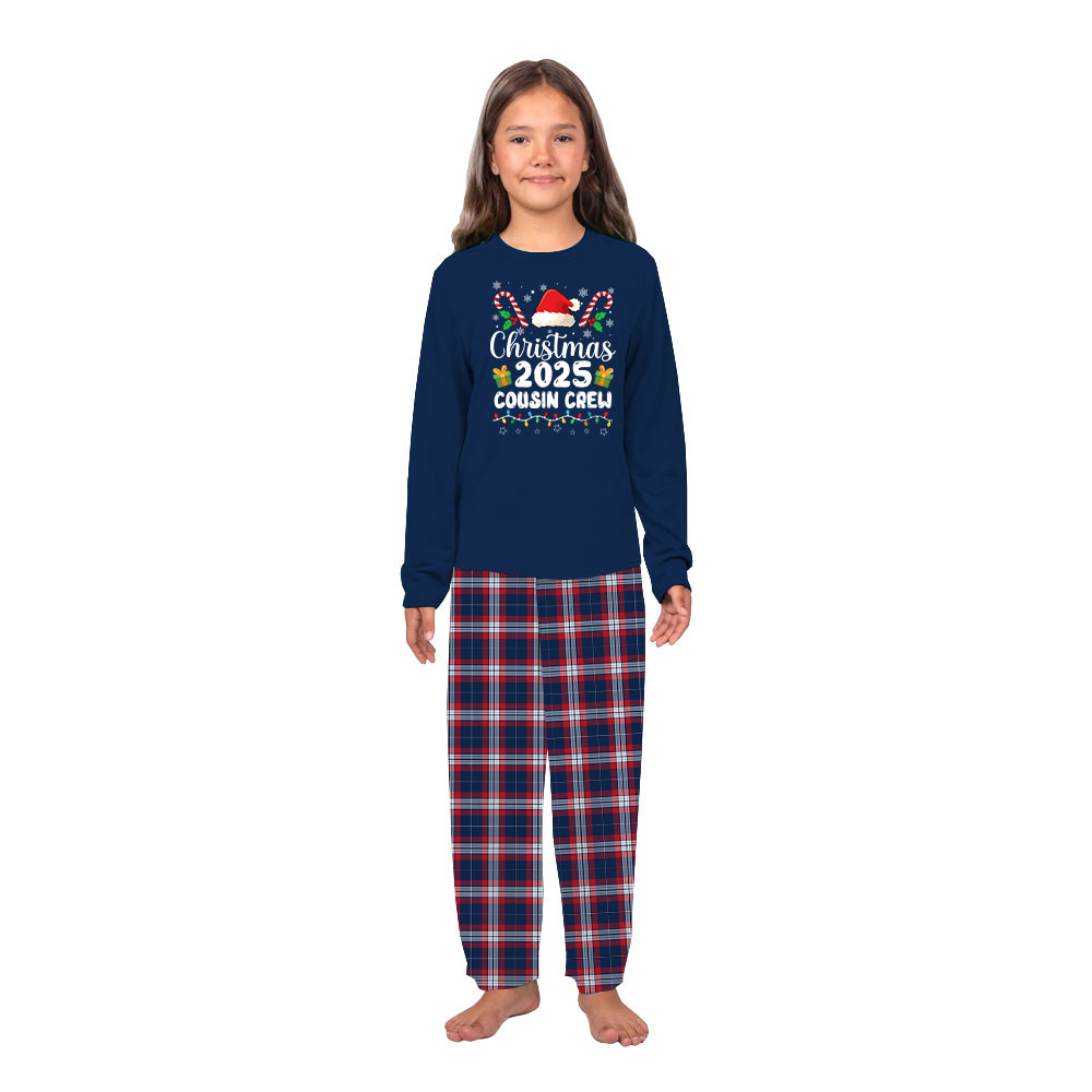 Festive Cousin Crew Christmas Pajamas Family 2025 Navy Plaid Festive Cousin Crew Christmas Pajamas Family 2025 Navy Plaid