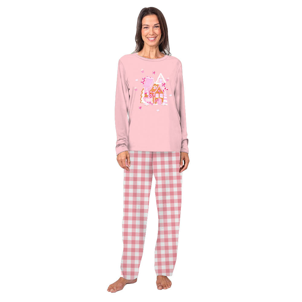 Sweet Pink Gingerbread House Christmas Pajamas Family Buffalo Plaid Sweet Pink Gingerbread House Christmas Pajamas Family Buffalo Plaid