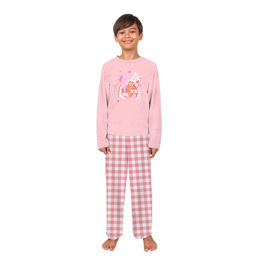 Sweet Pink Gingerbread House Christmas Pajamas Family Buffalo Plaid Sweet Pink Gingerbread House Christmas Pajamas Family Buffalo Plaid